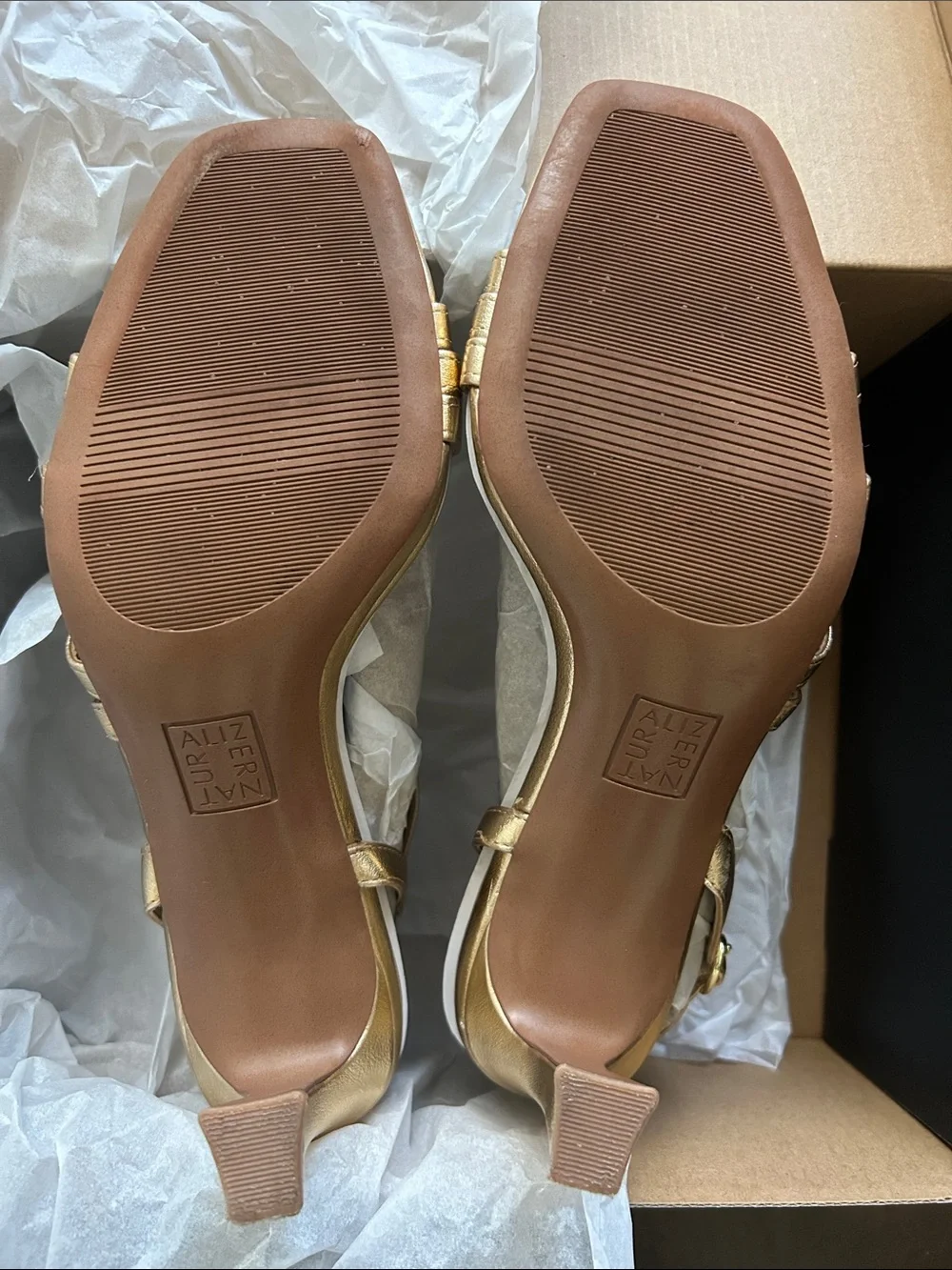 Naturalizer Women’s Gold Heel Galaxy Strappy Sandal 7.5 $90